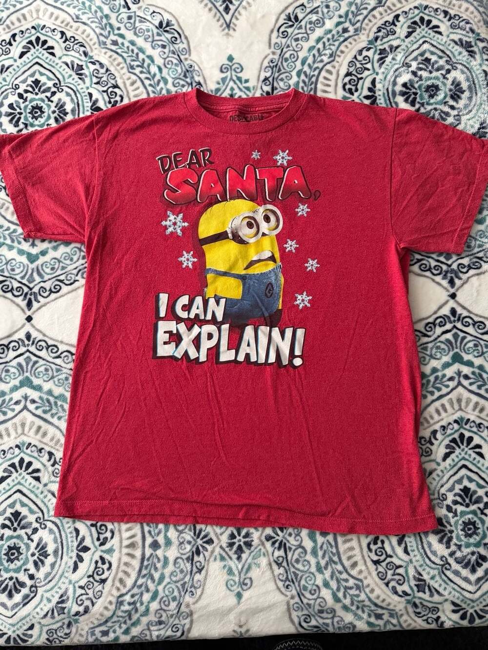 Despicable Me 2 Dear Santa I Can Explain Minion Christmas Red T-Shirt XL